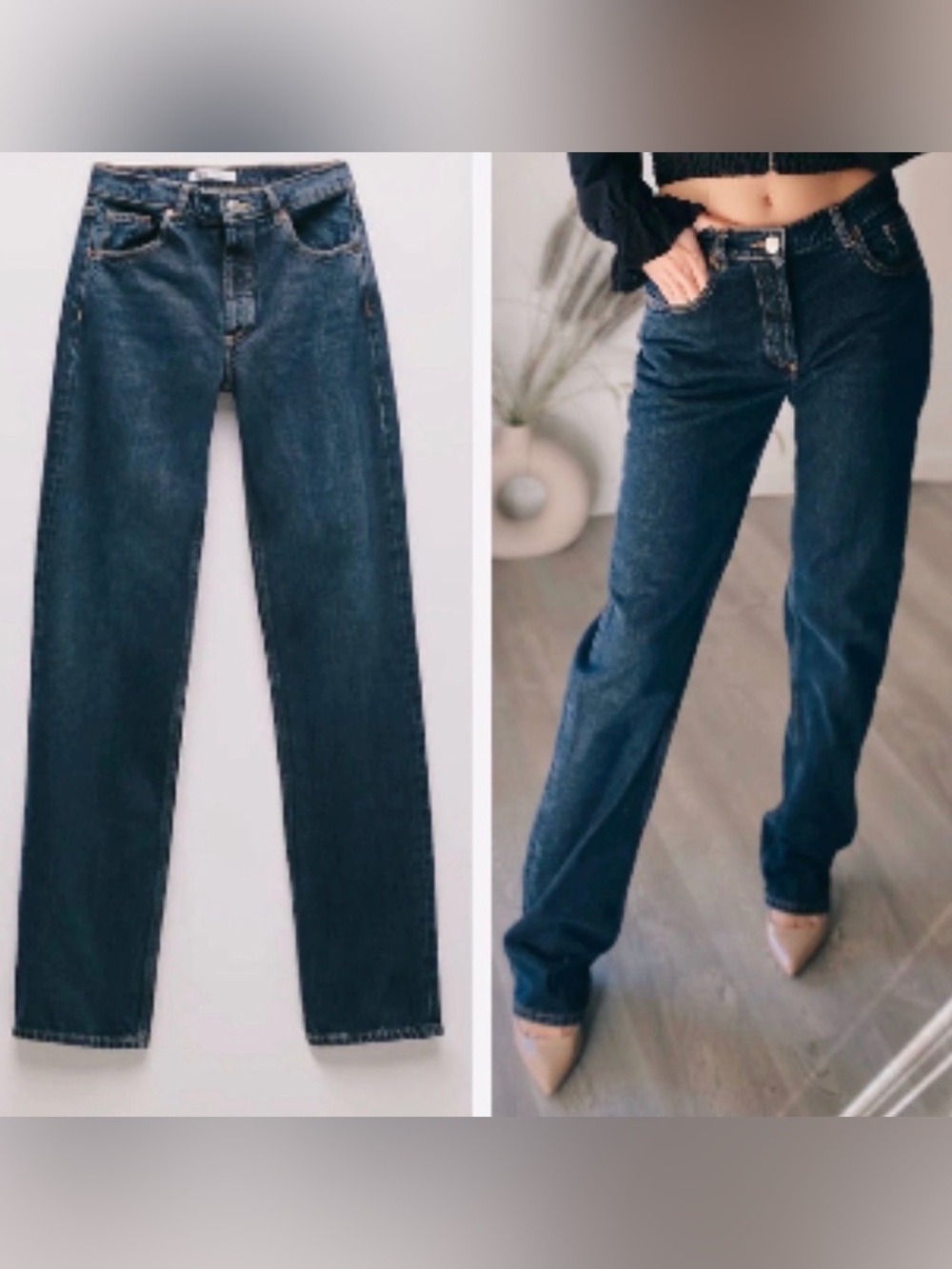 Zara Straight Leg Medium Wash Perfect Fit Jeans Size 6